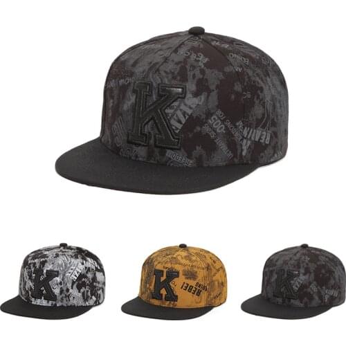 New letter K graffiti embroidery mens and womens fashion baseball cap Korean summer outdoor sun hat rebound hat hip-hop dad ha