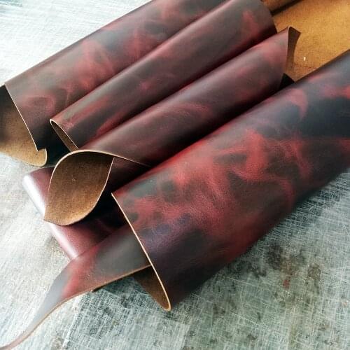 New arrive Crazy Horse flame pattern Genuine Leather for Diy Leather Craft for Belt Wallet Bag Shoes 2.0mm