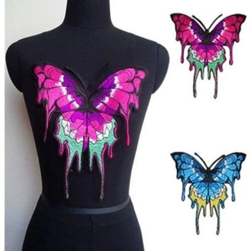 New Butterfly Flowers Clothes Patches sewing Applications for Tops Clothing Stickers Thermo Adhesive Apparel Sew on Applique