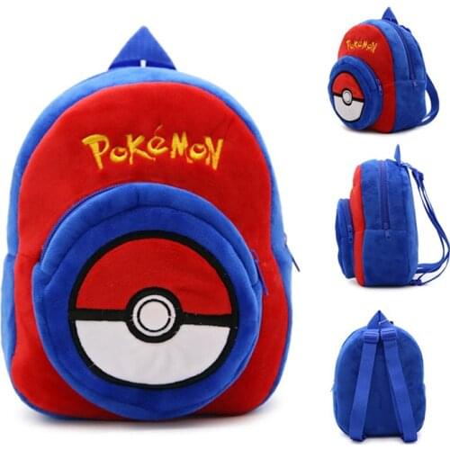 New Pokémon Cute Cartoon Plush Backpack Pikachu Pattern Plush Stuffed Backpack Children Gift Boys Girl Kindergarten School Bag