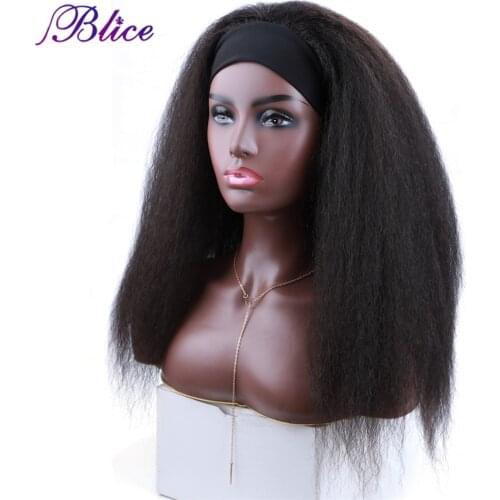 Blice Headband Wigs Kinky Straight Synthetic Hair Extensions Glueless Elastic Scarf Wigs For African American Women