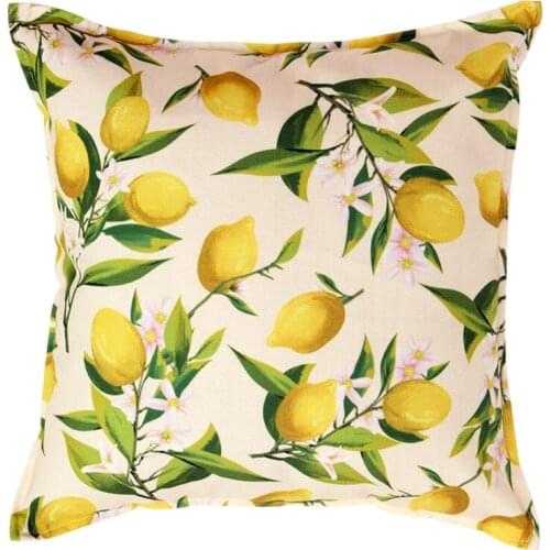 Throw Pillow Case Summer Yellow Lemon Green Leaves Square Cushion Cover Pillowcases for Home Decorative Watercolor Flower