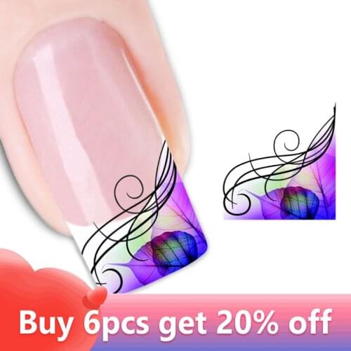 1sheets Fashion Tattoos Stickers Beauty Watermark French Nail Art Decals Tips Stamping Salon Water Transfer Decals XF1315