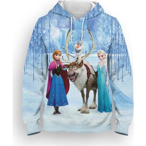 Disney Frozen 3D Print Boy Girl Kids Hoodies Streetwear Cartoon Anime Sweatshirt For Women Spring Fashion Men Oversize Tracksuit