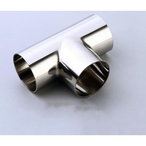 76mm 3" Pipe OD Butt Welding Tee 3 Way SUS 304 Stainless Steel Sanitary Fitting Spliter Homebrew Beer Wine