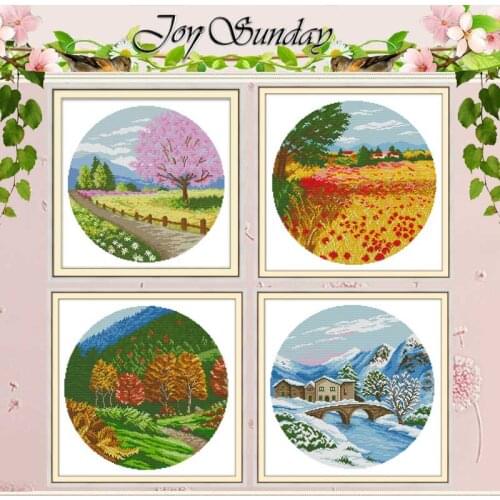 Four seasons painting counted 11CT 14CT Cross Stitch Set Wholesale DIY Cross-stitch Kit Embroidery Needlework Home Decor