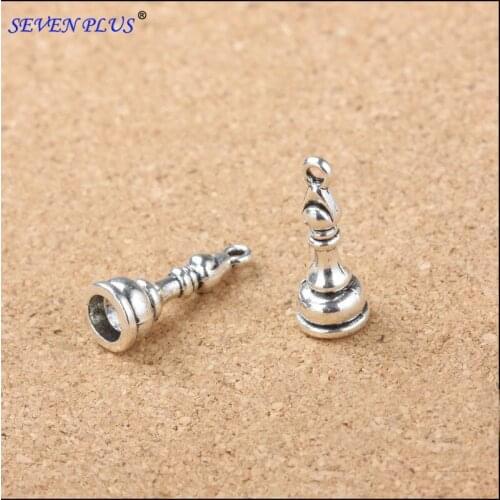 High Quality 50 Pieces/Lot 21mm*8mm Antique Silver Plated international chess DIY Charms