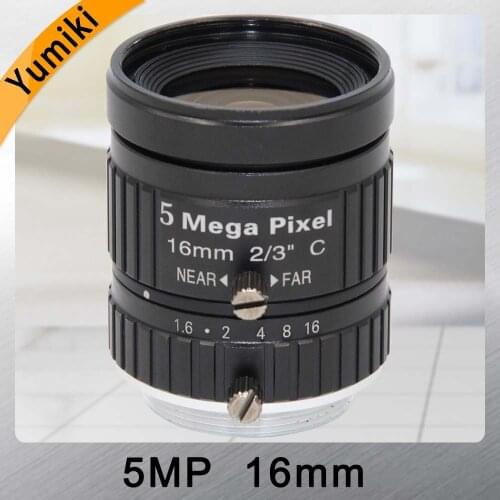 Yumiki HD 5MP CCTV Camera Lens 16mm F1.6 Aperture 2/3" Image Format Mount C Industrial Security Road monitoring