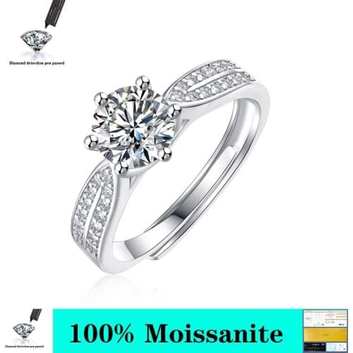 100% 925 Sterling Silver Real 1 Carat Square Moissanite Wedding Rings For Women Sparkling Wedding Party Fine Jewelry Gift