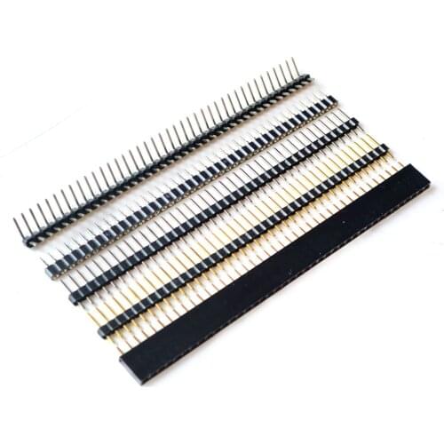 10pcs 40 Pin Single Row Female Male Pin Header Connector GOLD 40 Pin Single Row round hole Right Angle Connector Strip