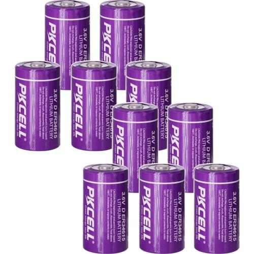 10 x PKCELL 19ah ER34615 34615 3.6V Size 34.2X61.5mm 19000MAH Non-rechargeable D LiSOCl2 Batteries for 10years