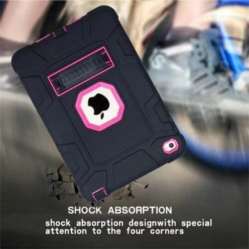 100Pcs/Lot Heavy Duty Armor Hybrid Full Boday Stand Tablet Case For iPad Pro 9.7 Inch 6 Air 2 3 4 Kids Safe PC Silicone Cover