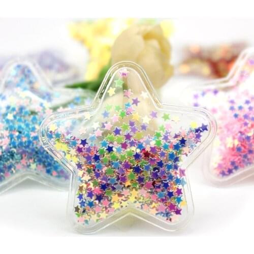 12Pcs 5cm PVC Star Transparent Bling bling Star Flowing Appliques for Kids BB clip and DIY headwear Accessories wholesale
