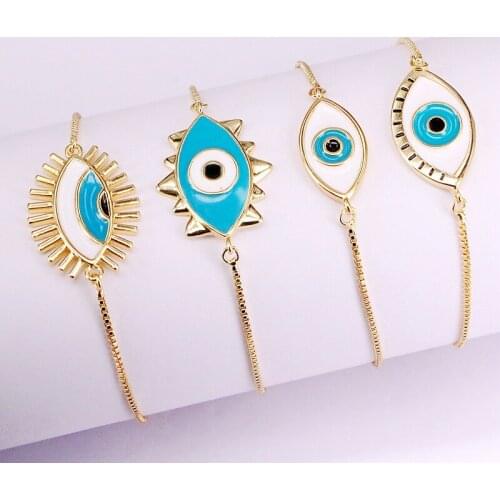 12PCS, Enamel Lucky eye charm lovely girl women gift 2019 new Factory wholesale fashion bracelet
