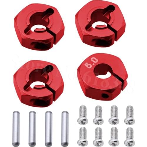 4pcs Aluminum 5.0 Wheel Hex 12mm Drive Hubs With Pins Screws CNC For RC Car Trucks Buggies HSP HPI Tamiya