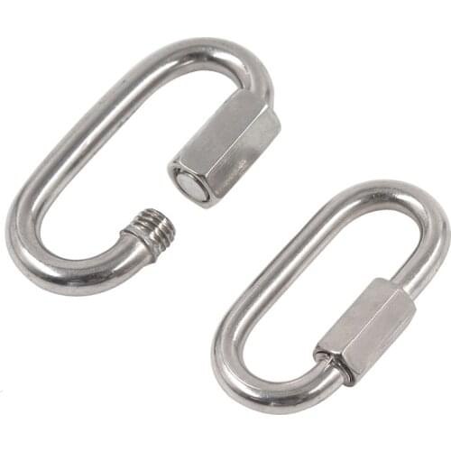 5 Pcs Carabiner Hook 304 Stainless Steel Oval Screwlock Quick Link Lock Ring Hook Chain Rope Connector Buckle Locked Hook