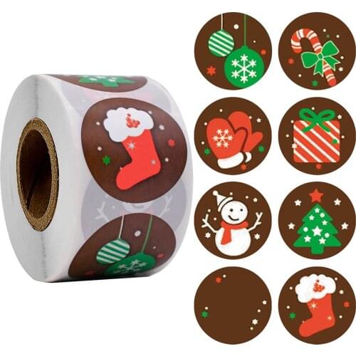 500Pcs Self Adhesive Stickers Xmas Design Decorations Labels Sticker for Candy Bag Scrapbooking Stickers Gift Sealing Stickers