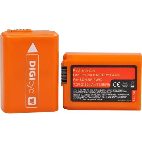 2pcs 2160mAh NP-FW50 NPFW50 Rechargeable Battery for Sony A6000 A6400 A6500 A6300 A7 A7II A7RII A7SII A7S A7S2 A7R A7R2 A55 A500