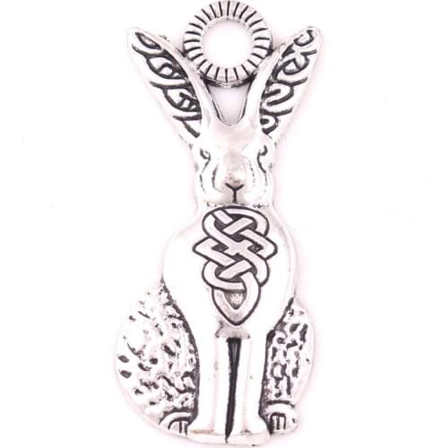 Antique Silver Hare With Norse Knot Pendant Viking Rabbit Animal Religious Amulet Jewelry Accessories