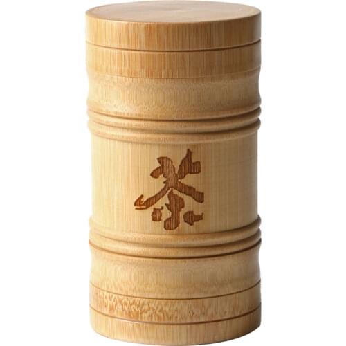 Bamboo Storage Bottles Kitchen Tea Container Jar Cans Case Organizer Spice Round Caps Seal Box Canister For Bulk Products