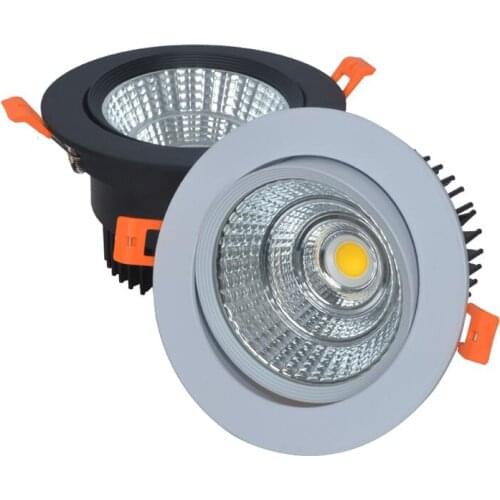 White shell/Black shell/10W/15W/20W Dimmable COB LED Down Lights Recessed COB LED Ceiling Light AC110V/AC220V/AC230V