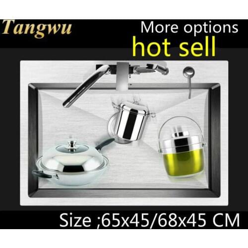 Free shipping Fashion kitchen sink durable 304 stainless steel 4 mm hand made single slot hot sell 650x450 / 680x450 MM