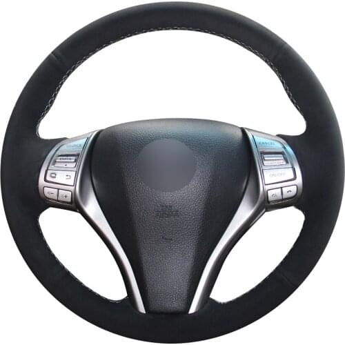 Black Suede Car Steering Wheel Cover for Nissan Teana Altima 2013-2016 X-Trail QASHQAI Rogue