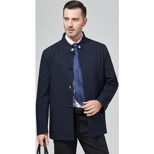 Stand Collar Long Jackets Mens Green Long Coats Mens Office Trench Coats Gentleman Windbreaker Smart Casual Winter Mens Clothing