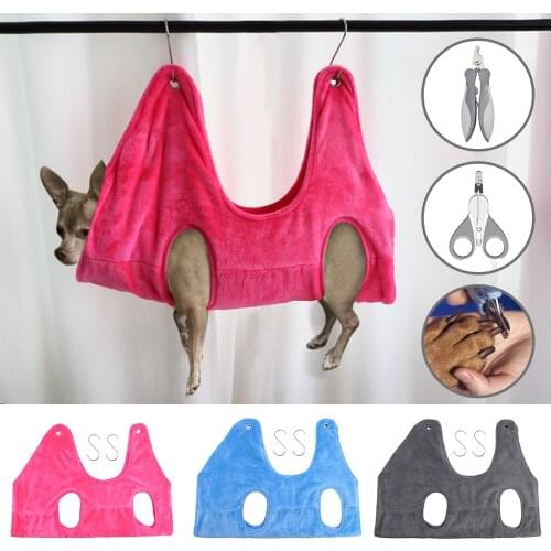 Dog Cat Grooming Helper Convenient Dogs Hammock Helper Harness Sharp Cat Dog Nail Clipper Pet Restraint Bag for Bathing Trimming