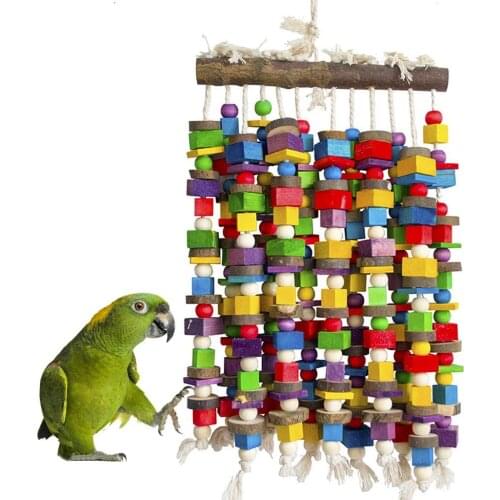 Bird Toy Parrot Toy Made with Nature Wood Parrot Toys for Large and Medium Birds Best Toys for African Grey, Parakeets, Finch, B