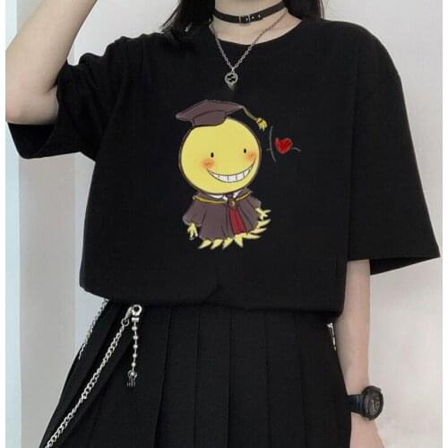 Kawaii Korosensei Print Tshirt Anime Assassination Classroom Short-sleev Summer Women Cotton Manga Streetwear Camisetas Mujer