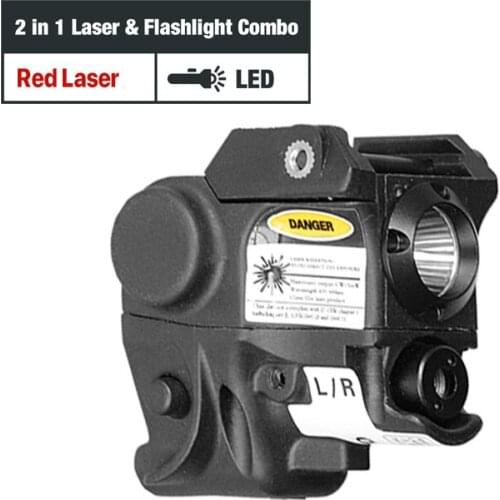 Lightweight Subcompact Mini 2 in 1 Red Laser Sight and Tactical Flashlight Combo for Picatinny Railed Handgun Airsoft