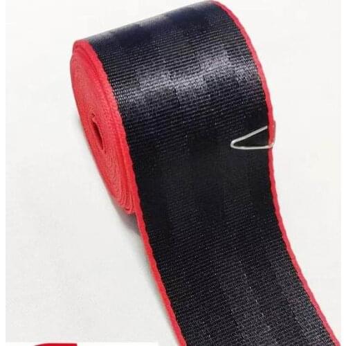 30 meters Roll Seat Belt Webbing Safety Strap Black Color with Red Edge 48mm Wide 5 Bars