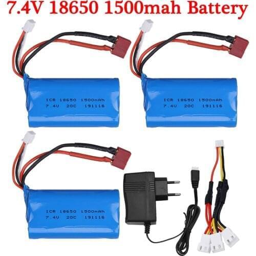 7.4V 1500mah lipo Battery 18650 2S T Plug for Wltoys 2423 10428 12429 12401 12402 12402A RC Car Trucks Accessories 7.4V battery