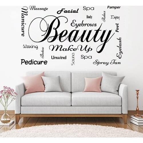 Fancy Design Beauty Make Up Sign Decal Wall Stickers Art Beauty salon Wall Decals Murals Beauty Quote Vinyl Wallpapers New LC972