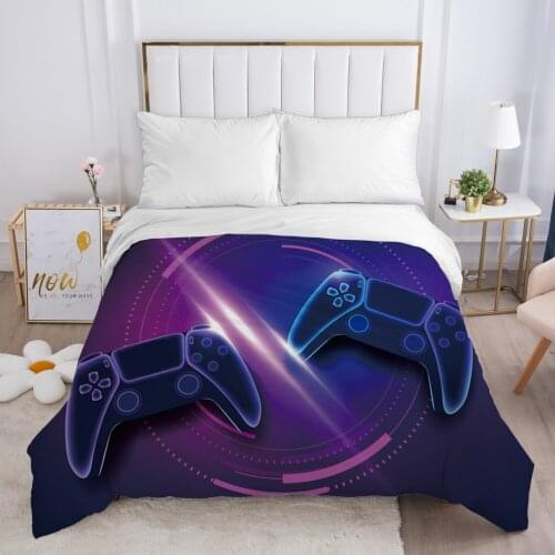 Cartoon Gamepad Childrens Duvet cover Quilt/Blanket/Comfortable Case Bedding for kids baby girls Single for Home violet