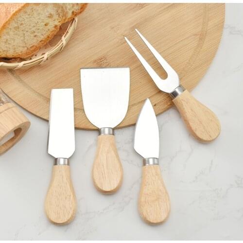 Cheese Knives Set wood Handle sets Bard Cutter Knife slicer Kit For Kitchen Cooking CAKE Tools Wood Handle Butter Spatula& ForK