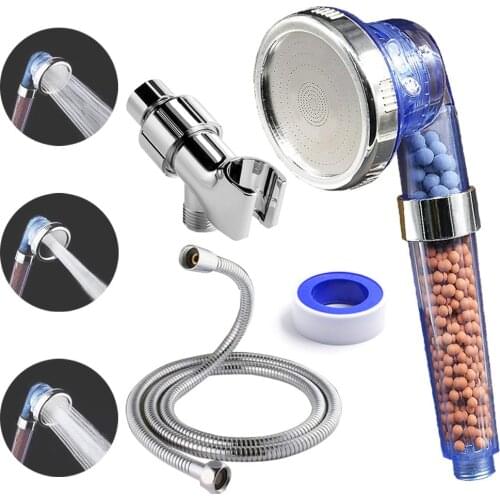 High Pressure&Water Saving Shower Head with Replacement Hose and Holder Anion Energy Ball Showerhead Handheld for Dry Hair&Skin
