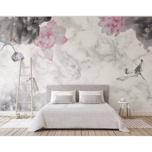 Bacaz Custom Lotus Wallpaper 3D hand-painted oil painting Vintage Abstract Art Wall Mural Living Room Bedroom Wallpaper