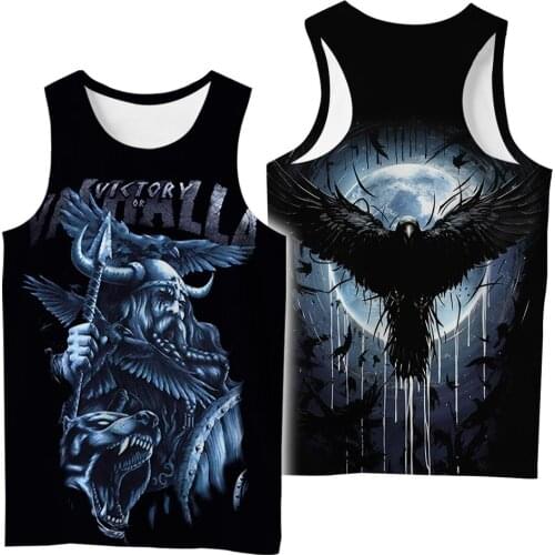 New 3D Print Tattoo Viking Skull Tank Top Men Casual Vest Hiphop Gothic Streetwear Tops Sleeveless Boys Black Clothes Drop ship