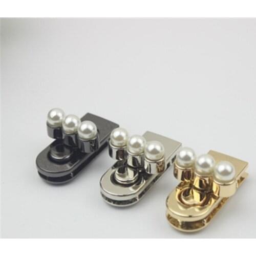 10pcs/lot New Bag Accessories DIY 3pcs pearl Clasp Turn Lock Twist Locks Leather Handbag Shoulder Bag Hardware