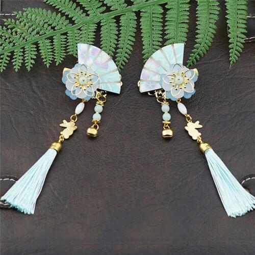 New Hanfu accessories fan-shaped sweet hair accessories DIY hand tassel headdress adult childrens Chinese style hairpin