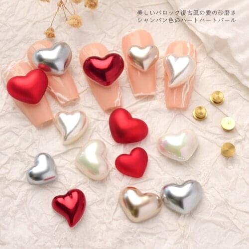 10 Pcs Charm Heart Pearl 3D Nail Art Decorations DIY Jewelry Manicure Rotate Design Accessories