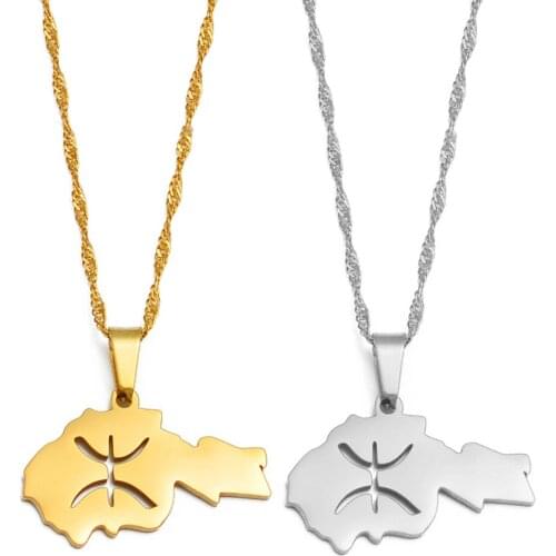 Anniyo Africa Map Berbers Pendant Necklaces African Berber Jewelry for Women Men #252021