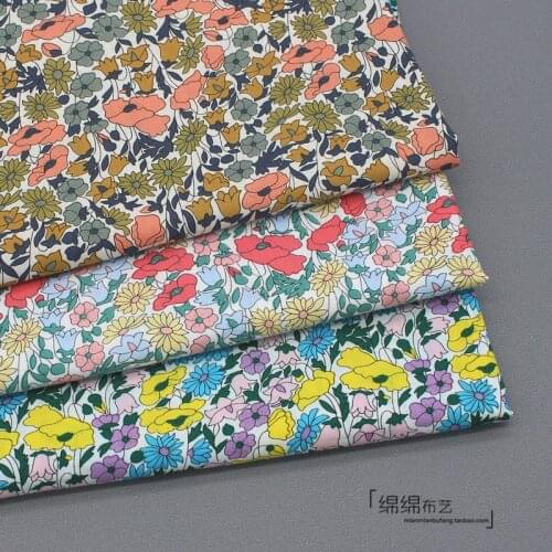 145x50cm Pastoral Floral Cotton Poplin Sewing Fabric DIY Childrens Wearing Make Bedding Quilt Decoration Home Cloth