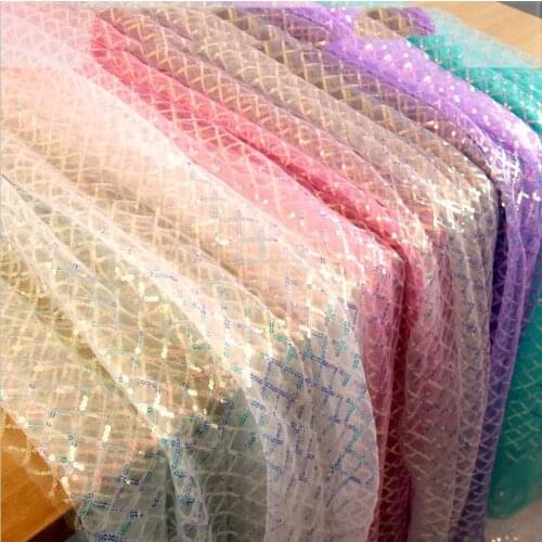 Rhombic Lattice Sequin Mesh Gauze Stage Performance Clothing Fabric Wedding Decoration Net Gauze Shooting Photo Background Cloth
