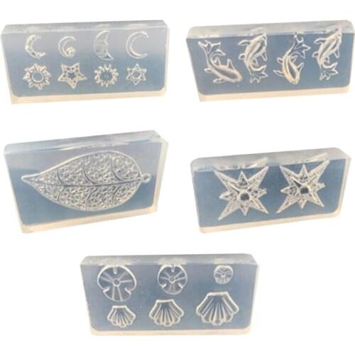 Crystal Epoxy Resin Mold Leaves Flower Starfish Shell Nail Carving Decor Stencil