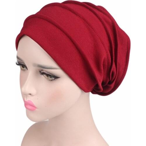 2019 Women Elastic Cloth Head Cap Muslim Scarf Cap Cotton Breathe Hat Womens Hijabs Turban Ladies Hair Accessories Headscarf