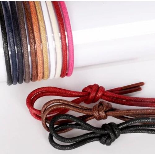 1Pair Waxed Cotton Round Shoe laces Leather Waterproof ShoeLaces Men Martin Boots Shoelace Shoestring Length 80/100/120/140CM P2
