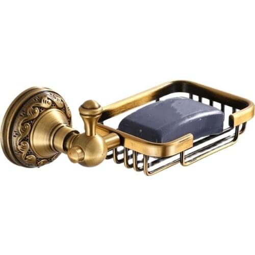 Solid Aluminium Wall Mounted Antique Brass Color Bathroom Soap Basket New Bath Soap Dish Holders Bathroom Products YT-14290 X37B